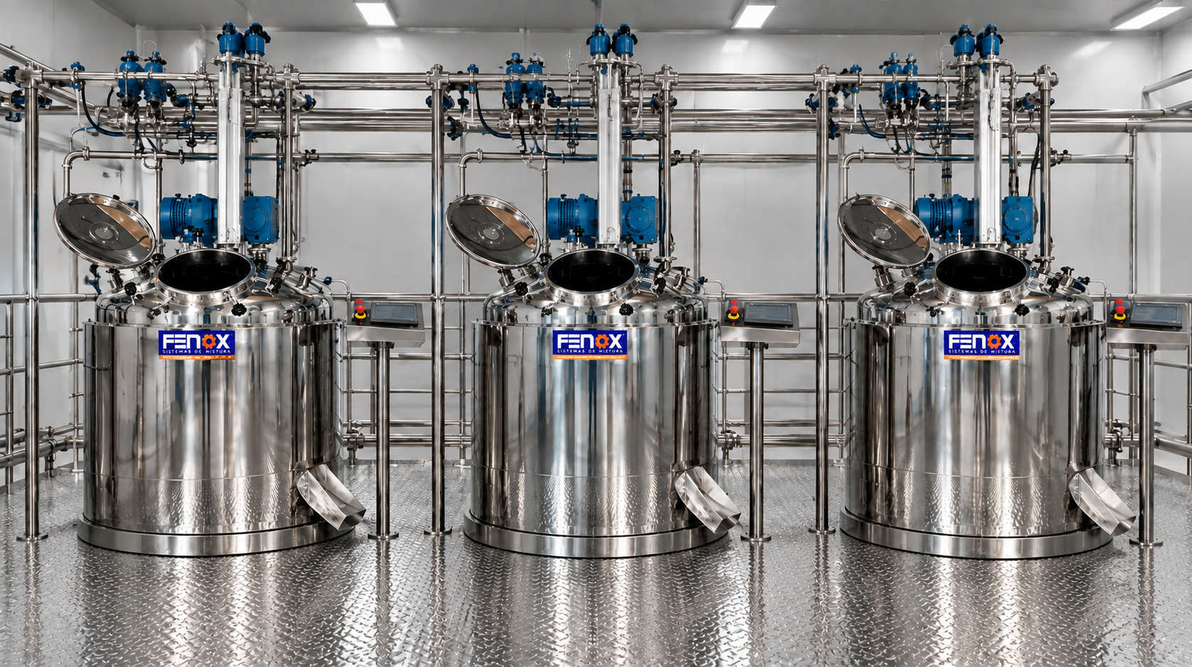 Reatores e sistemas de mistura FENOX em aço inoxidável